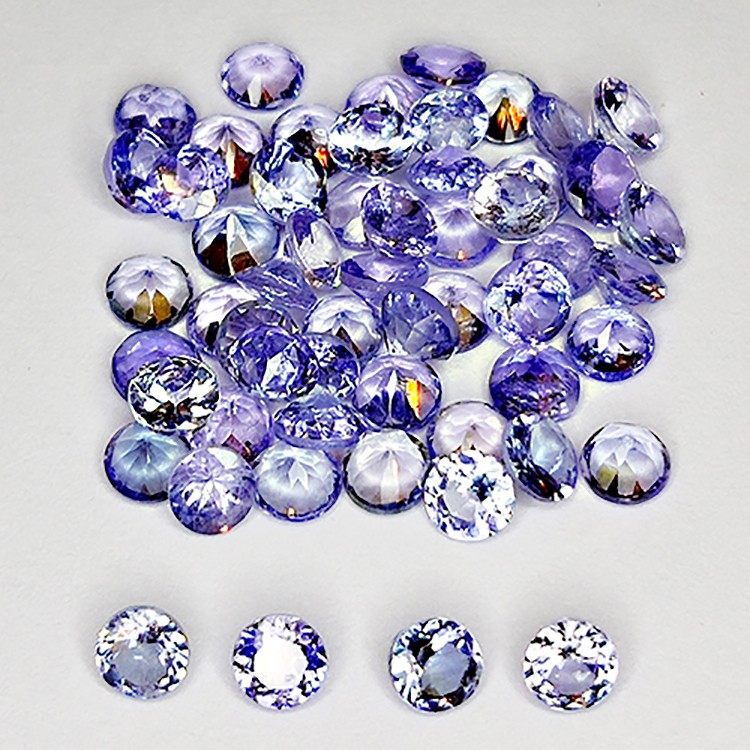 6.93ct Tanzanite round cut 3mm 54 pcs