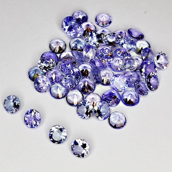 Tanzanite da 6,93 ct taglio rotondo 3 mm 54 pz