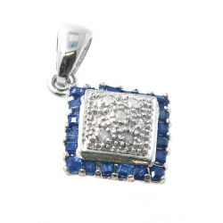 Colgante de Zafiro, Diamantes y Plata 925