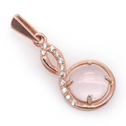 Rose Quartz and 925 Sterling Silver Pendant