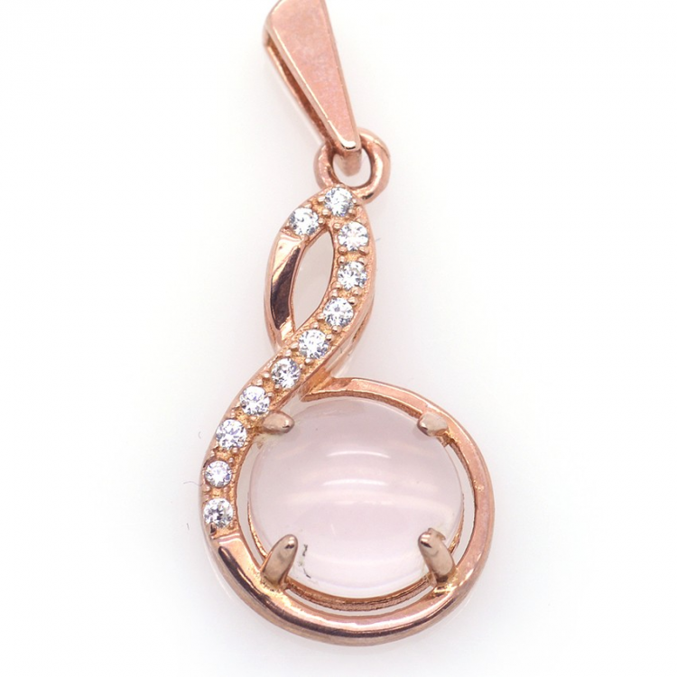 Rosa Quarz und 925 Silberanhänger