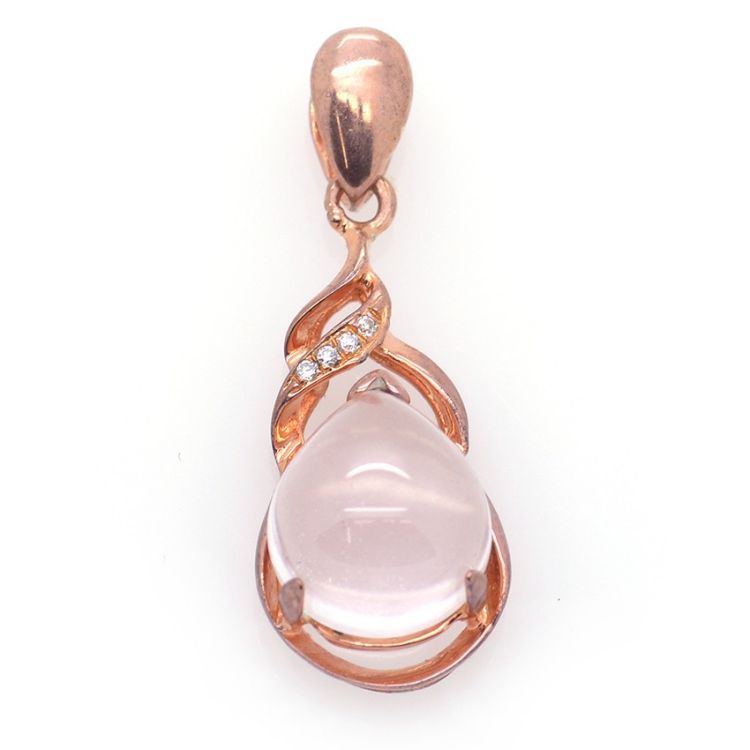 Pendentif en Quartz Rose et Argent 925