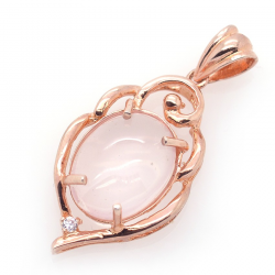Rose Quartz and 925 Sterling Silver Pendant