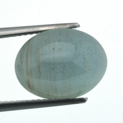 6,48ct.Aquamarine Cat`s Eye Oval Cabochon Cut