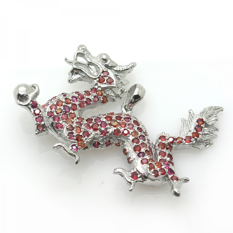 Pendentif Dragon Saphir et Argent 925