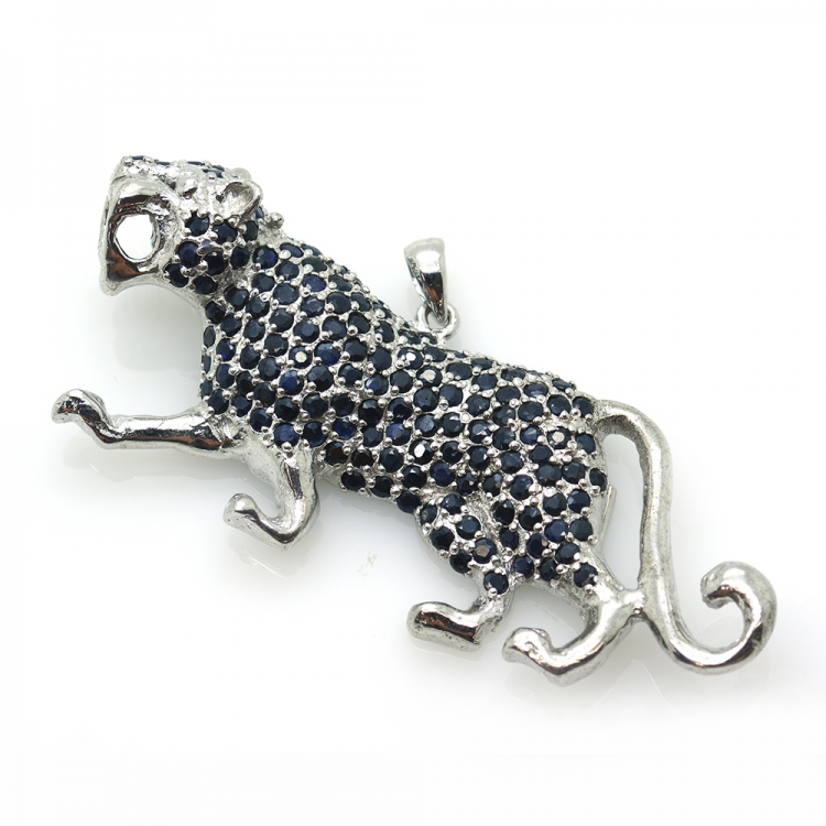 Sapphire and Silver 925 Panther Pendant / Brooch