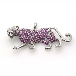 Ruby and Silver 925 Panther Pendant / Brooch