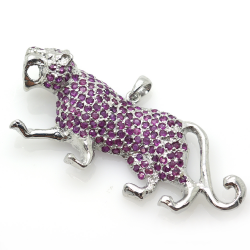 Ruby and Silver 925 Panther Pendant / Brooch