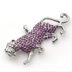 Ruby and Silver 925 Panther Pendant / Brooch