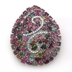 Tourmaline and Silver 925 Pendant / Brooch