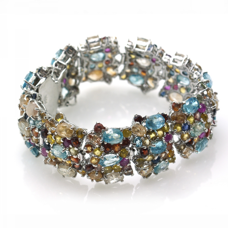Bracelet saphir, zircon et argent 925