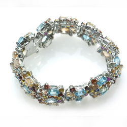 Sapphire, Zircon and 925 Silver Bracelet