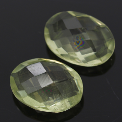 Green amethyst (prasiolite) oval cut with checkerboard 14x10mm 4pz