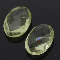 Green amethyst (prasiolite) oval cut with checkerboard 14x10mm 4pz