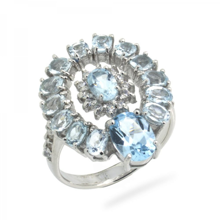 Blue Topaz & 925 Sterling Silver Ring