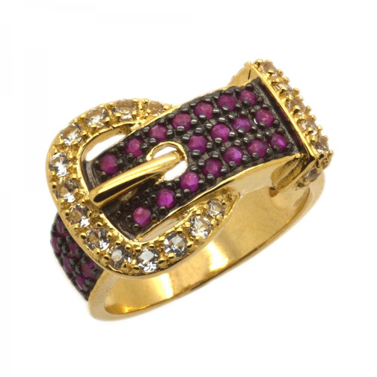 Topaz & Ruby & 925 Sterling Silver Ring