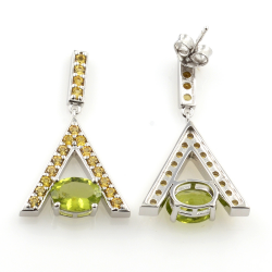 Pendente e orecchini con zaffiro giallo e peridoto con argento 925