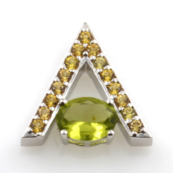 Colgante y pendientes de Peridoto y Zafiro amarillo con Plata 925