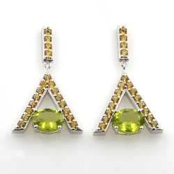 Pendente e orecchini con zaffiro giallo e peridoto con argento 925