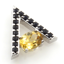 Sterling Silver Citrine and Black Spinel Earrings and Pendant