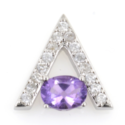 Anhänger und Ohrringe aus Sterlingsilberamethyst und weißem Zirkon