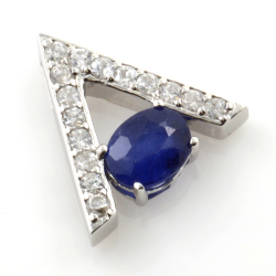 Blauer Saphir und weißer Zirkon Anhänger und Ohrringe mit Silber 925