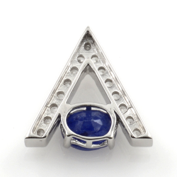 Pendentif et boucles d'oreilles saphir bleu et zircon blanc avec argent 925