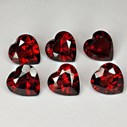 6.01ct Granate Rojo talla corazón 6x6mm 6pz