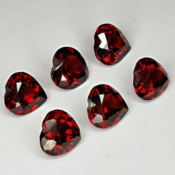 6.36ct Granate Rojo talla corazón 6x6mm 6pz