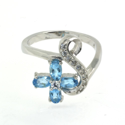 Natural Blue Zircon & 925 Sterling Silver Ring