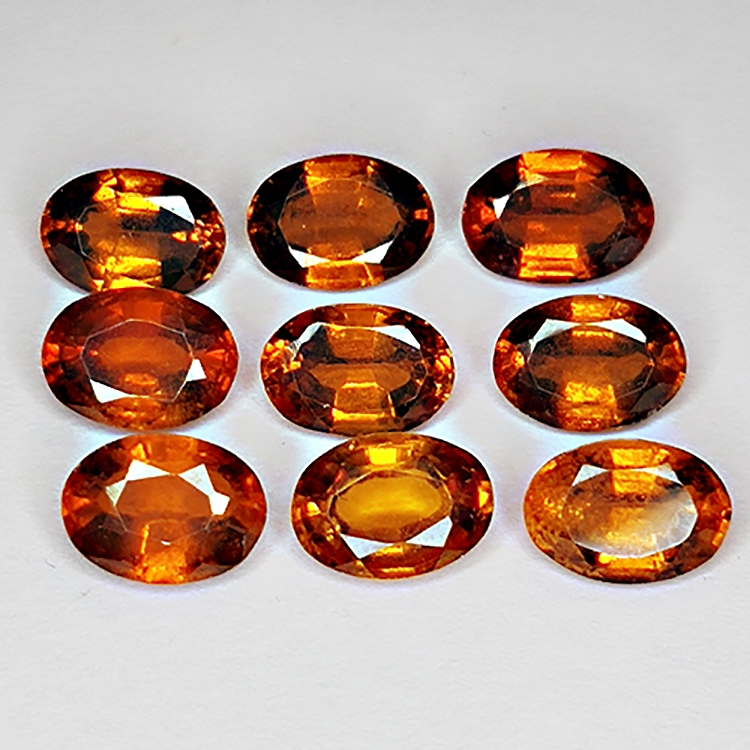 9.69ct Hessonite Grenat coupe ovale 7x5mm 9pcs