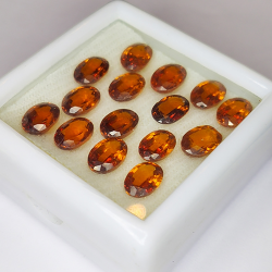 17.12ct Grenat Hessonite coupe ovale 7x5mm 15pcs