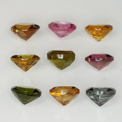 Round cut multicolor tourmaline 3.0-3.9mm 1ct