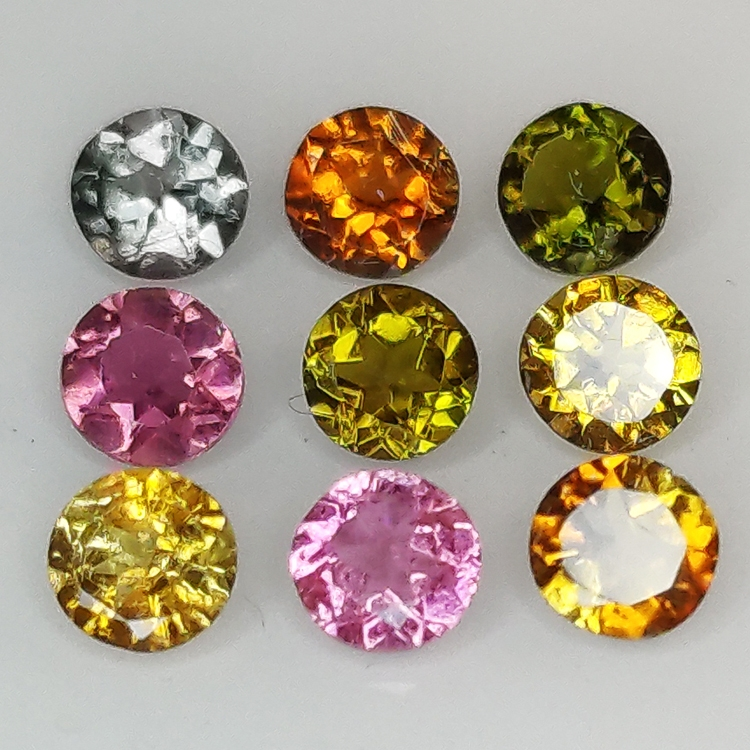 Round cut multicolor tourmaline 3.0-3.9mm 1ct