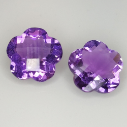 Amethyst fantasy cut flower with checkerboard 9mm 2pz