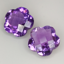 Amethyst fantasy cut flower with checkerboard 9mm 2pz