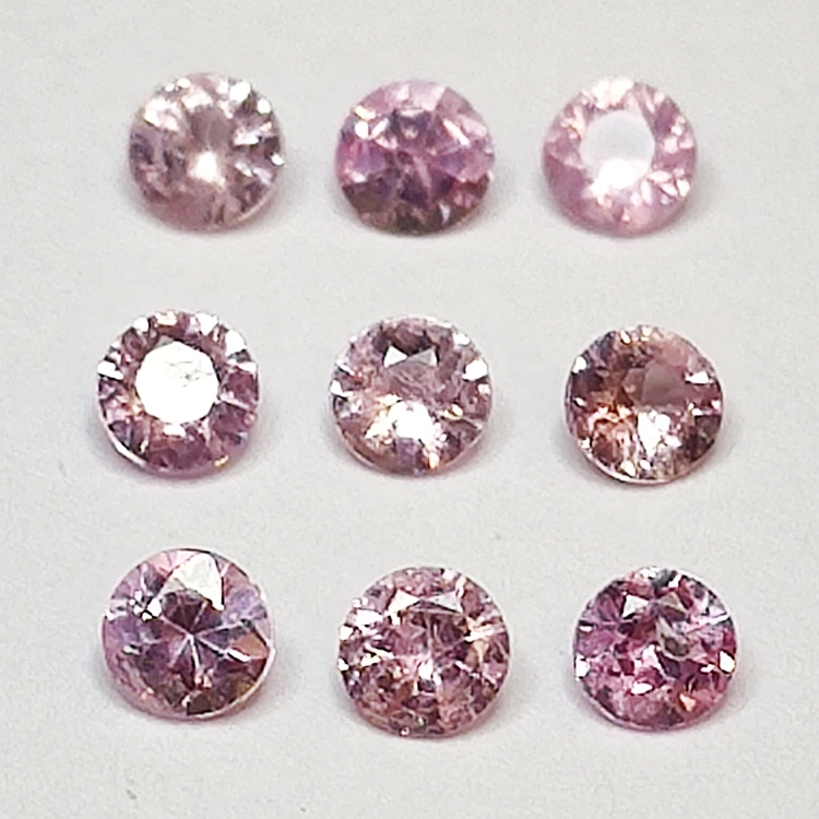 Round cut pink sapphire 2.4mm 1ct