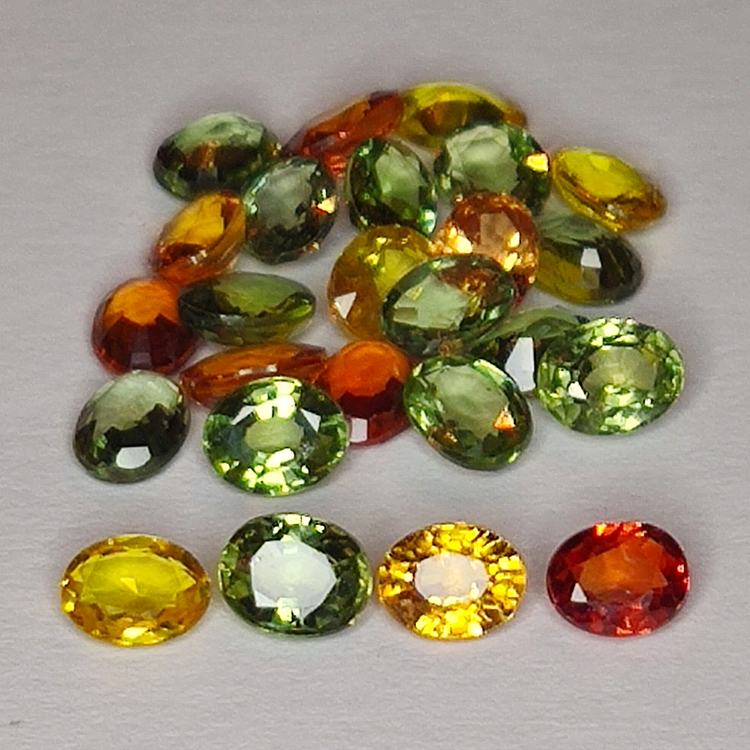 7.74ct Songea Zaffiro multicolore taglio ovale 4.5x3.5mm 25pz