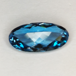 4.18ct London blue topaz oval cut checkerboard 14.4x7.4mm