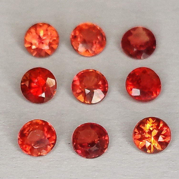 Red Songea Sapphire Round Cut 2.1-2.9mm 1ct