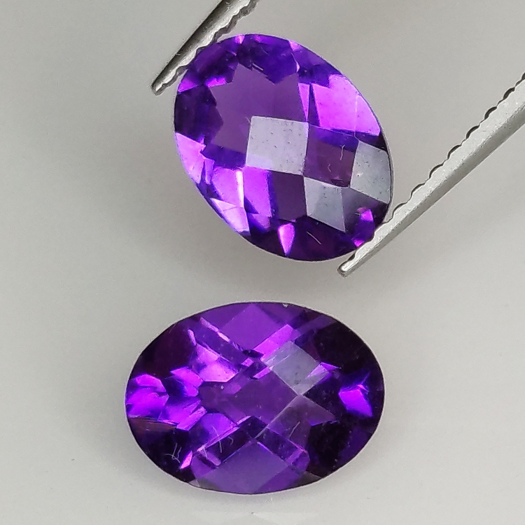 Amethyst oval geschnitten mit Schachbrett 8.00x6.00mm 2St