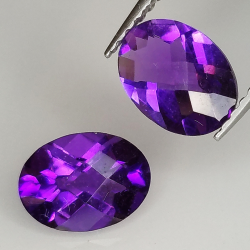 Amethyst oval geschnitten mit Schachbrett 8.00x6.00mm 2St