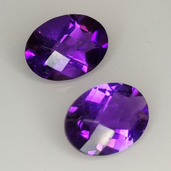 Amethyst oval geschnitten mit Schachbrett 8.00x6.00mm 2St