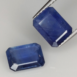 Saphir bleu taille émeraude 8x6mm 1pz