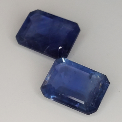 Emerald cut blue sapphire 8x6mm 1pz