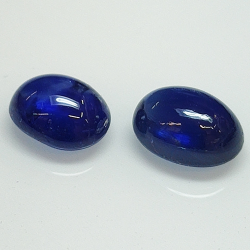 Blue sapphire oval cabochon 8x6-7x5mm 2pc