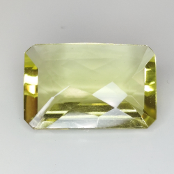 Emerald cut lemon quartz with checkerboard 18x12mm 2pz