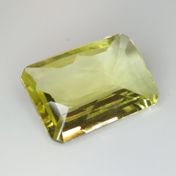 Emerald cut lemon quartz with checkerboard 18x12mm 2pz