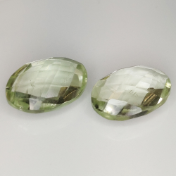 Green amethyst (prasiolite) oval cut with checkerboard 14x10mm 4pz