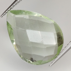 Améthyste verte (prasiolite) taille poire avec damier 16x11mm 4pz